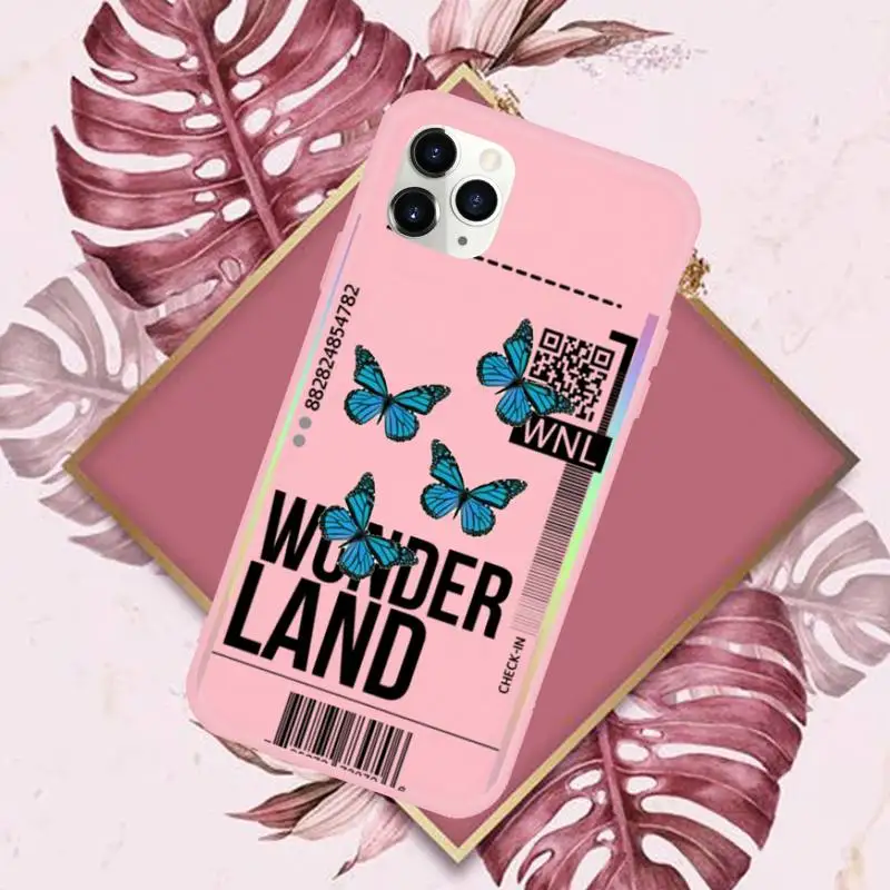 

World Country Label Air Tickets butterfly Phone Case Candy Color for iPhone 11 12 mini pro XS MAX 8 7 6 6S Plus X SE 2020 XR