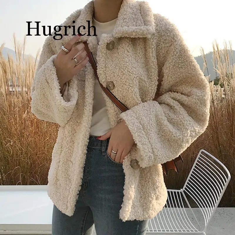 

Faux Fur Thick Coat For Women 2020 Autumn Warm Soft Loose Fur Jacket Female Outerwear Button Plush Ladies Casual Winter Overcoat