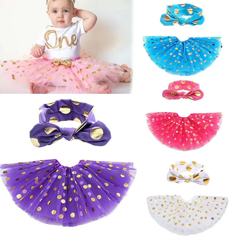 

5Colors New Girls Dot Tutu Pompous Skirt Children's Rabbit Ears Hair Accessories Suit Baby Clothing