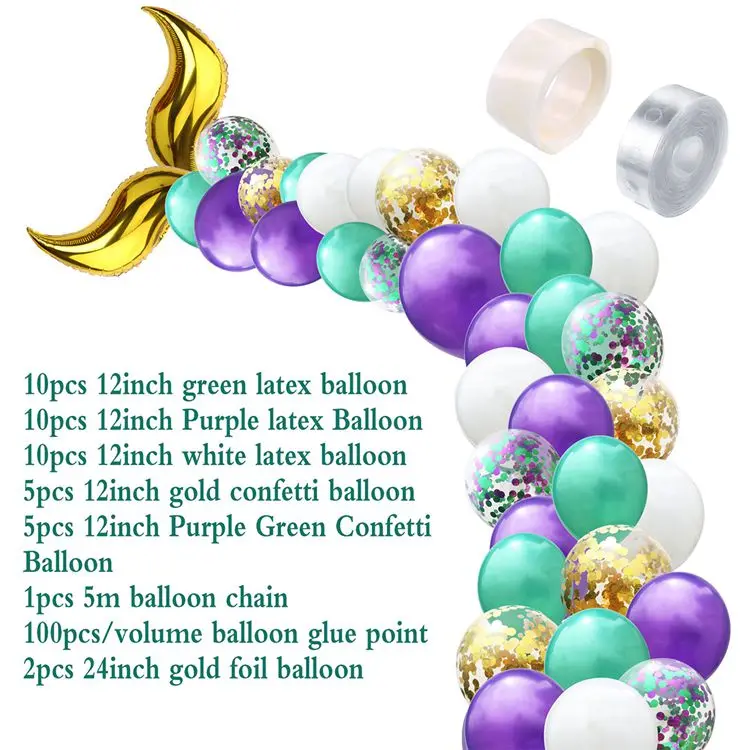 Balloons Set 8 Joriwoo 44 шт. маленькая Русалочка конфетти для воздушного шара вечерние принадлежности Русалочка балон День рождения украшения Дети 1-й свадебный фон - Цвет: Balloons Set 8