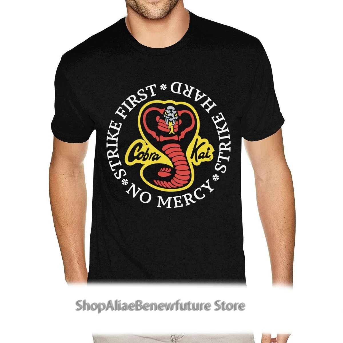 

Cobra Kai Strike First Strike Hard No Mercy Photo Tee Shirt 4XL Men's Latest Tshirt