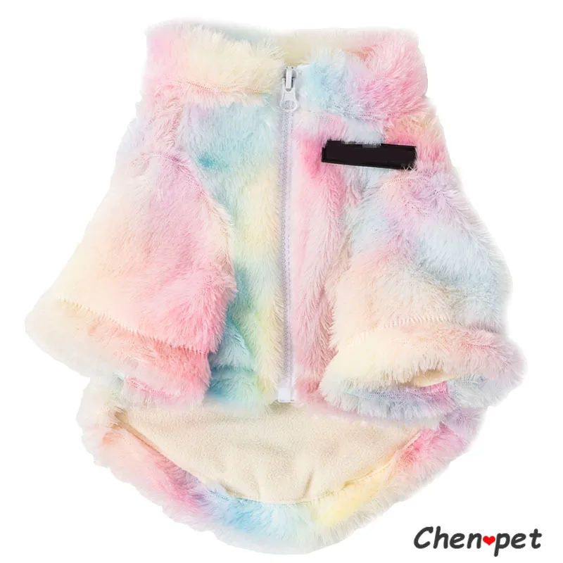 Colorful Puppy Clothes Designer Dog Clothes Small Dog Cat Luxury Hoodie Schnauzer Yorkie Poodle Rainbow Coat