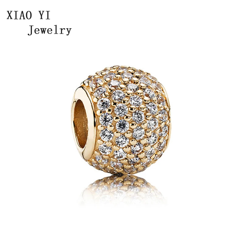 XIAOYI, ювелирное изделие,, 925 пробы, серебро, 1:1, подлинный, 750819CZ, золото, ПАВЕ, шар, шарм, Beade, Женские Ювелирные изделия