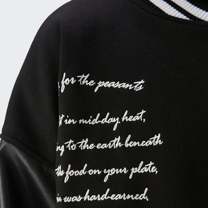 Модные мужские флисовые бейсбольные куртки в стиле Хай-стрит с вышивкой кожаные