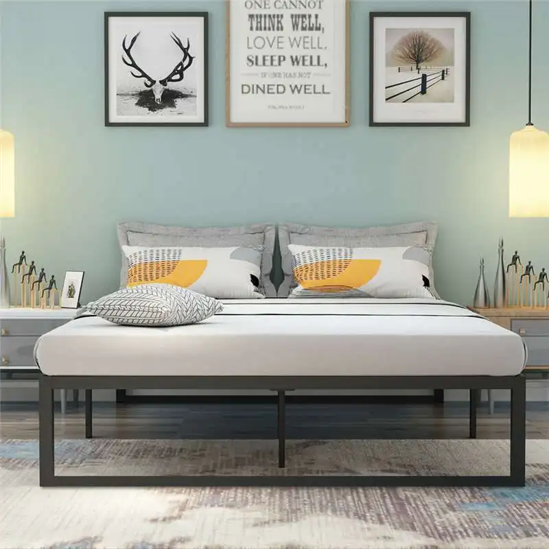 

Single Queen Size Metal Bed Frame Modern Double Bed Metal Structure Sturdy Metal Frame Premium Steel Slat Support 6.7x5x1.2ft