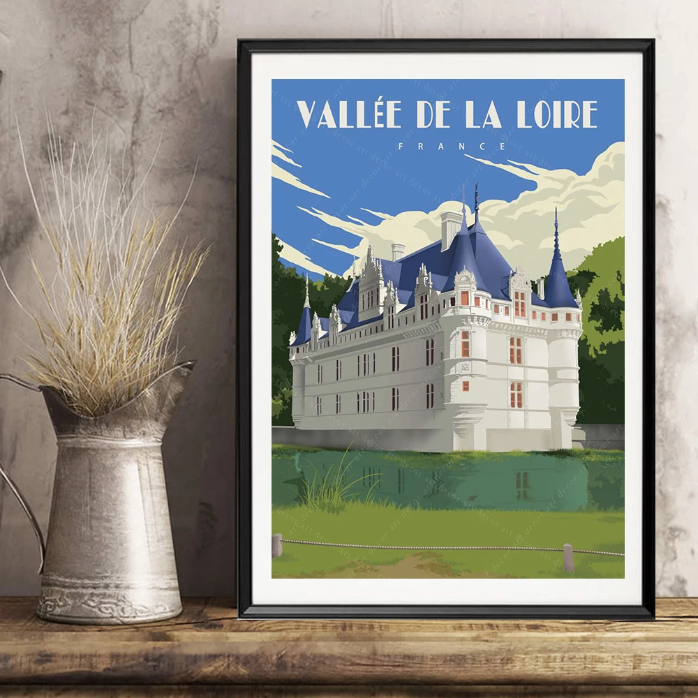 

France Vallee de la Loire Vintage Travel Poster Canvas Painting Kraft Posters Coated Wallsticker Art Print Home Decor Gift