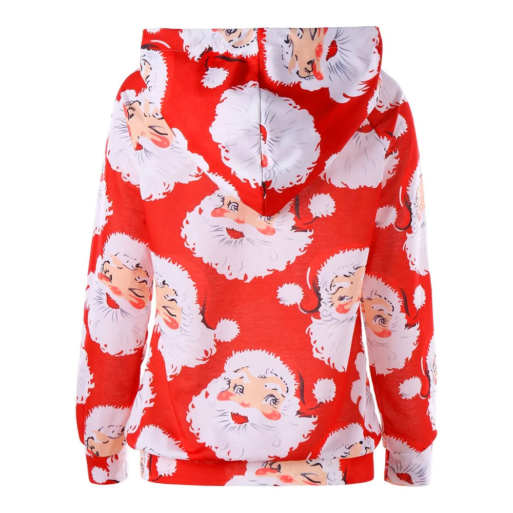 Новая мода 3D принт Санта Клауса женские толстовки с длинным рукавом