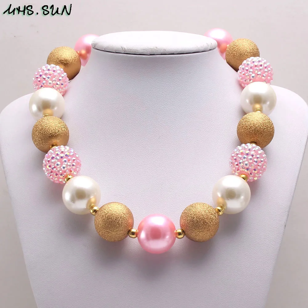 MHS.SUN Fashion Chunky Beads Necklace Baby Girls Bubblegum For Child Kids Toddler Beaded Handmade Jewelry | Украшения и