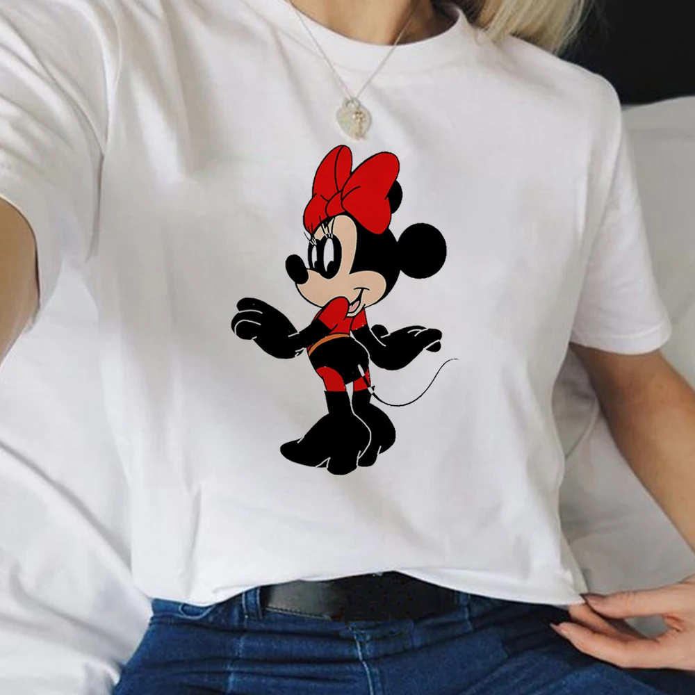 Женские футболки Minnie Cos Tinkerbell Disney Series удобные с круглым вырезом и принтом женский