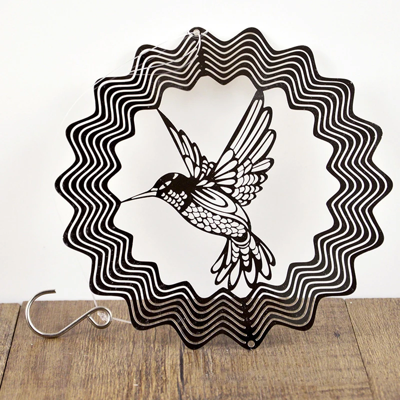 

Hummingbird Wind Spinner Metal Garden Window Trees Courtyard Decoration J8
