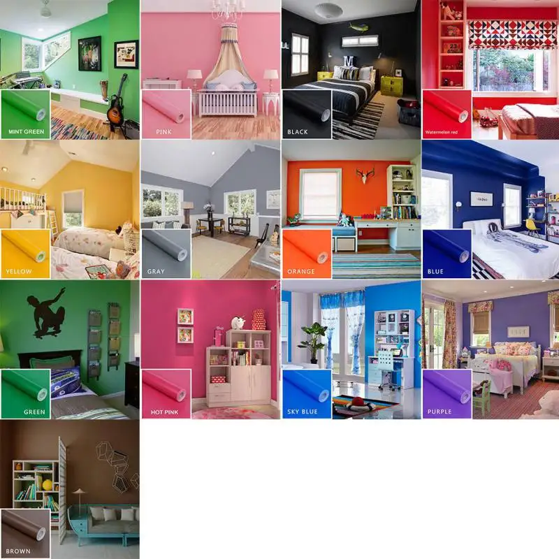 

Self-Adhesive Solid Color PVC Wallpaper Roll Peel and Stick Removable Waterproof Wall Sticker Decals Art Mural Drawer Cabinet