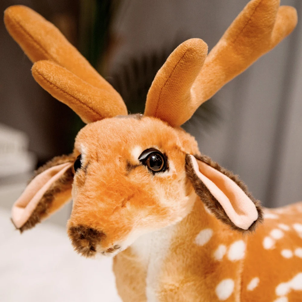 

1pc 34-80CM Real Life Sika Deer Plush Toys Simulation Animal Deer Dolls for Children Baby Home Decoration Christmas Present