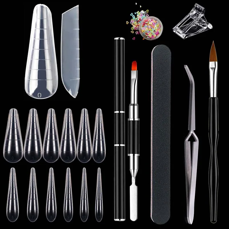 Двойной формы ногтя Набор полное покрытие накладные ногти из акрила для быстрого