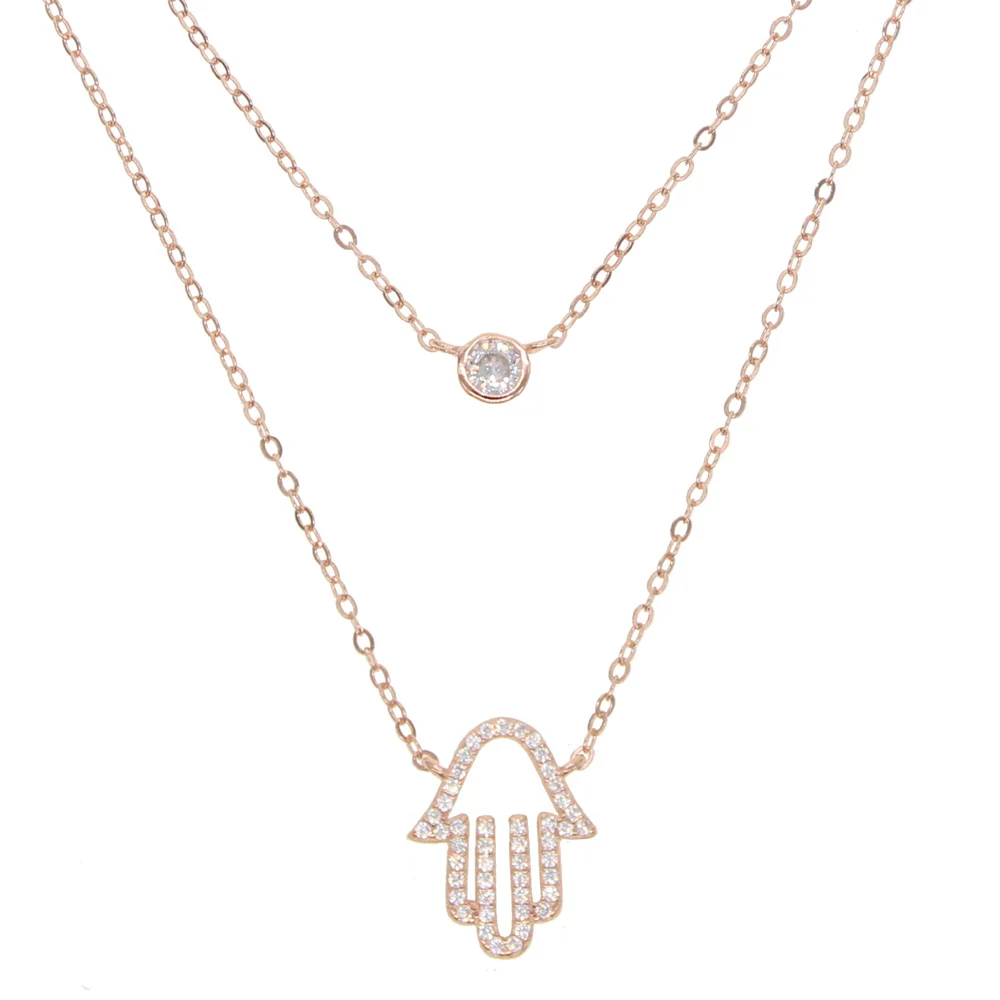 Новинка модное крошечное изящное ручное Хамса Двухслойное одно cz колье ожерелье