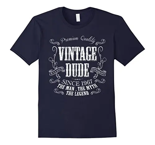 

50th Birthday Shirt Vintage Dude 1967 50 Year Old Shirt Design T Shirts Casual Cool T-Shirt Short Sleeve Fashion