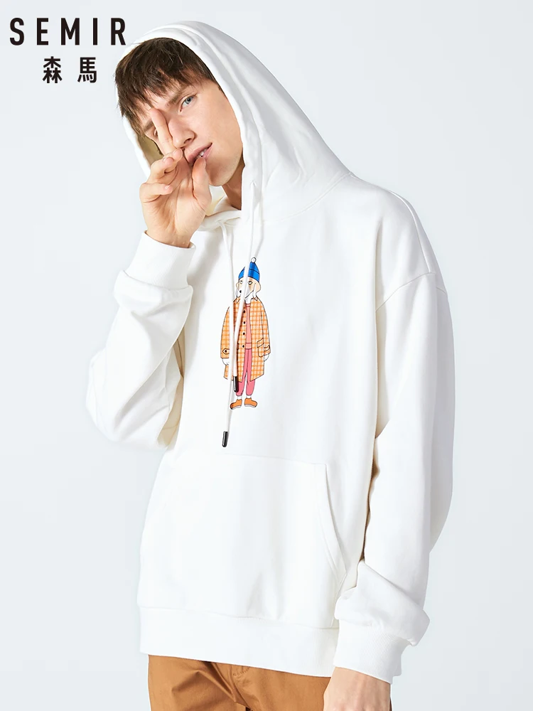 SEMIR Осень Свободные толстовки для мужчин 2019 новые худи с круглым вырезом Забавный