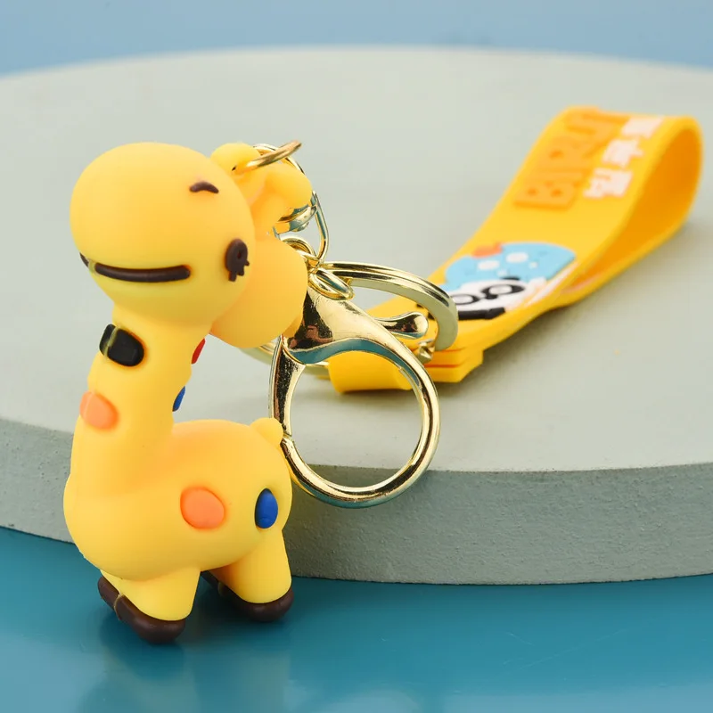 

Cartoon Animal Keychain Charms Women's Backpack Pendants Cute Giraffe Car Key Chain Accessories Kawaii Keyring For Girls Gift
