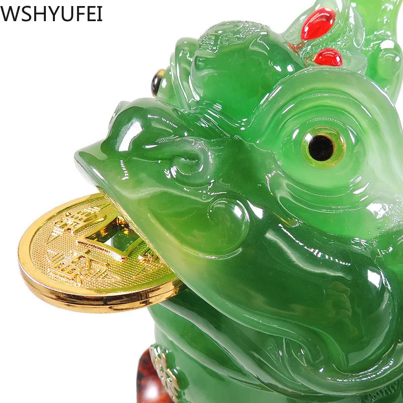 

WSHYUFEI Feng Shui Toad Decoration Chinese Resin Toad Crafts Gift Lucky Fortune Wealth Home Office Decoration Tabletop Ornaments