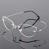female rimless titanium alloy glasses frame women ultralight cat eye eyeglasses frames prescription presbyopia myopia optical