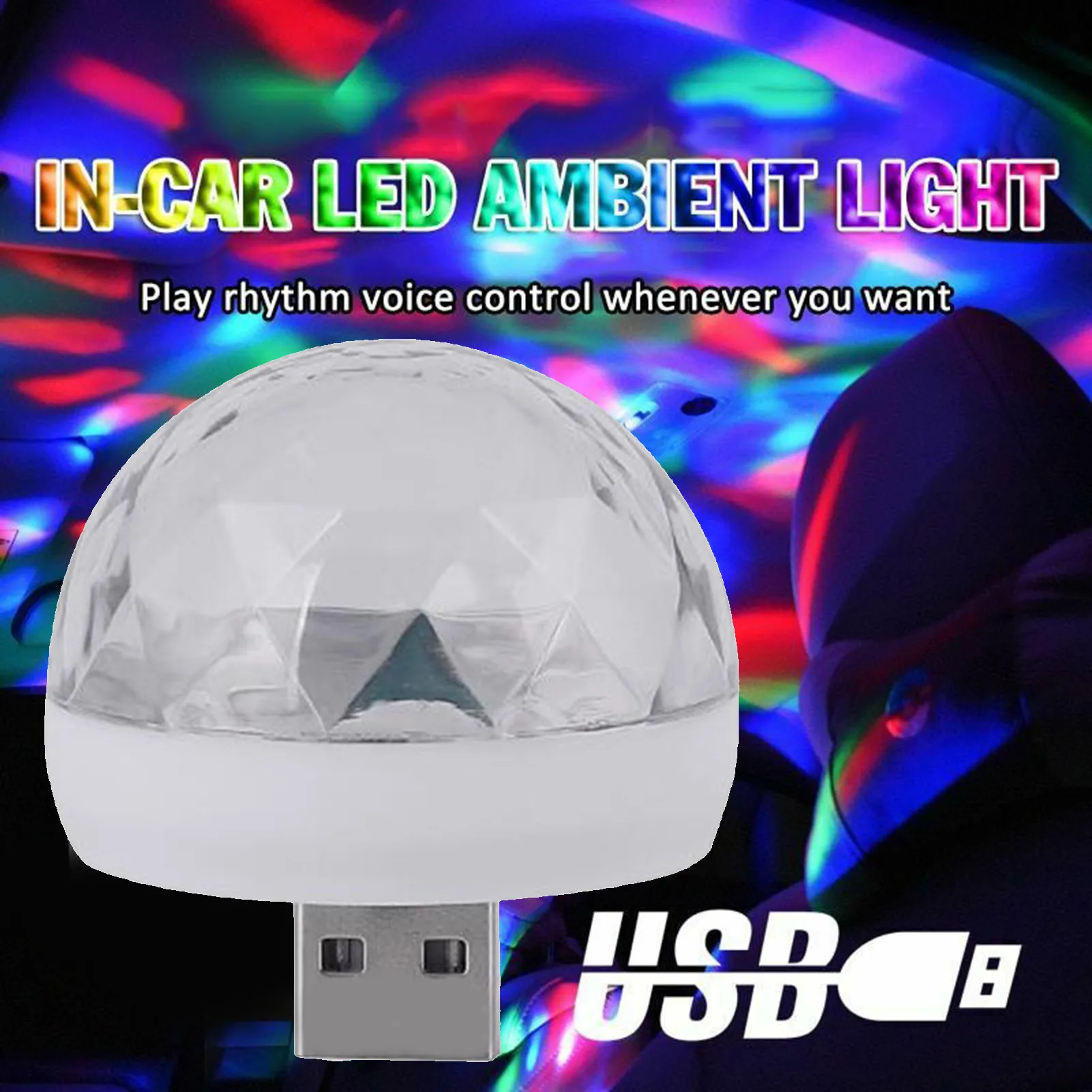 

USB Car Sound Control Led Atmospheres Light Colorful Djs Lights With Music For Car KTV Home Accessories