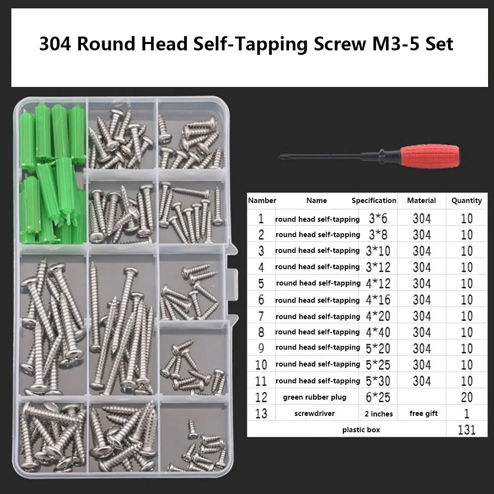 

Саморезы Из Нержавеющей Стали Screws6-30mm с круглой головкой, зеленого цвета, резиновая заглушка, отвертка, 304, набор M3-5 шт.
