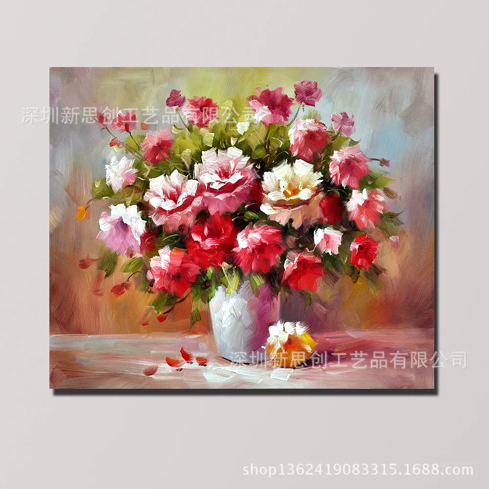 

restaurant Xuanguan room oil painting flower frameless hotel pure hand-painted decorative oil hanging painting custom