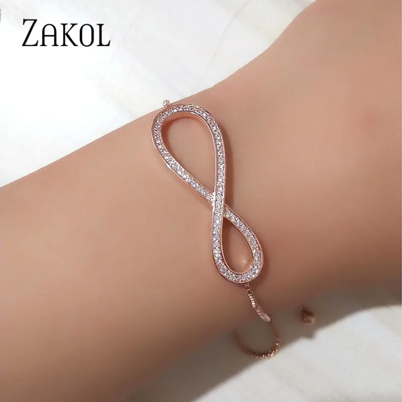 ZAKOL Модные кубический циркон регулируемые браслеты и браслет для женщин модные