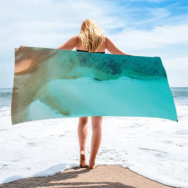 

Быстросохнущее Большое пляжное полотенце с принтом пейзажа, портативное банное полотенце из микрофибры с принтом, махровый гобелен для взр...