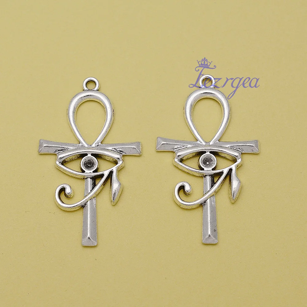 

10 шт./лот 26x44 мм посеребренные подвески в античном стиле «глаз Хора» Египетский Анкх подвески с крестом «сделай сам» модные ювелирные издели...
