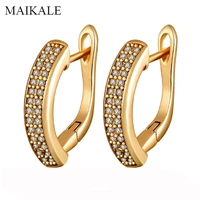 maikale trendy stud earrings for women copper cubic zirconia earring 585 rose gold clip on earing new fashion jewelry wholesale