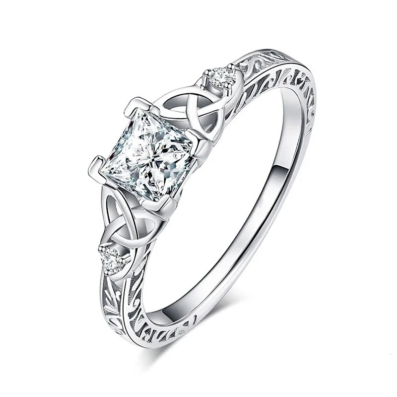 

Knot Princess CZ Engagement Ring Silver Color Rings for Women Anniversary Wedding Jewelry
