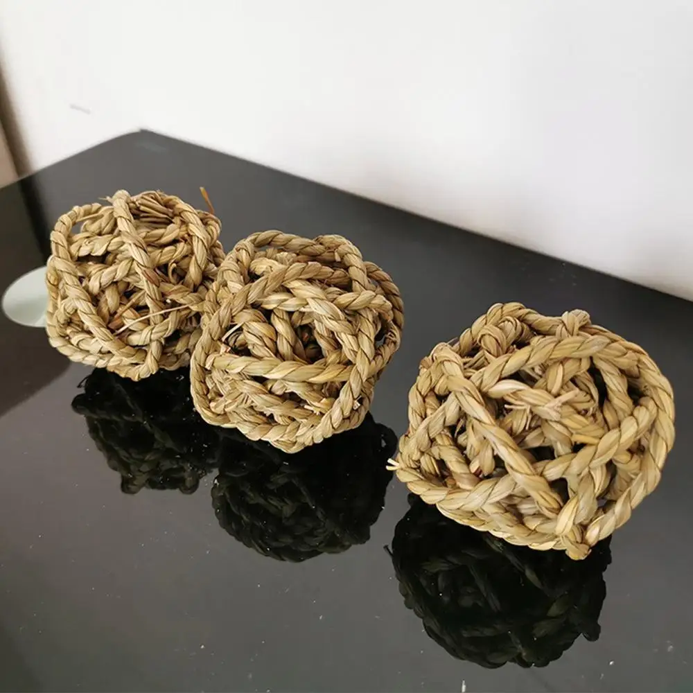 7 см маленькие животные жевательные игрушки шар из натуральной травы с