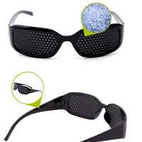 1x black eyesight improvement vision care exercise eyewear pinhole glasses train 3d glassesvr glasses portable audio