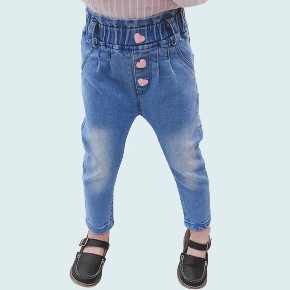 Джинсы для малышей с высокой талией девочек Повседневный стиль Однотонные