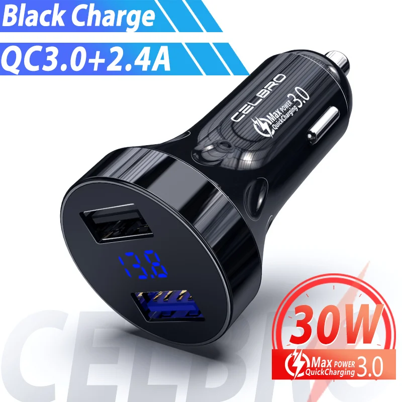 Black Car Charger Обновление 30 Вт USB Автомобильное зарядное устройство для Xiaomi Mi A3 9 Se светодиодный дисплей автомобильное Usb зарядное устройство Быстрая зарядка 3,0 автоматическая зарядка для телефона быстрое зарядное устройство s - Тип штекера: Black Car Charger