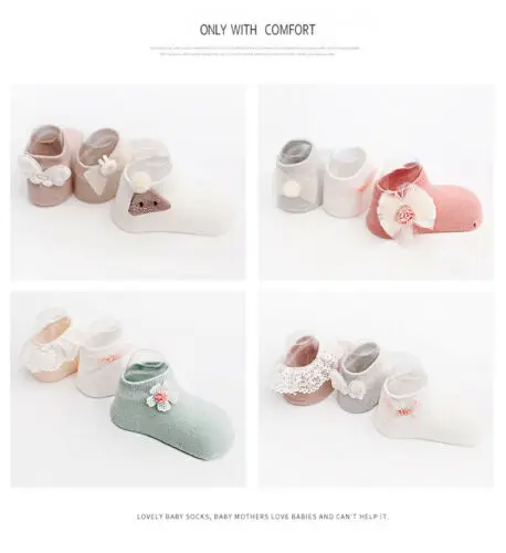 

2020 Children Accessories Newborn Infant Baby Kids Girls Toddlers Soft Cotton Lace Bow Princess Angel Ankle Socks 3Pairs/Sets