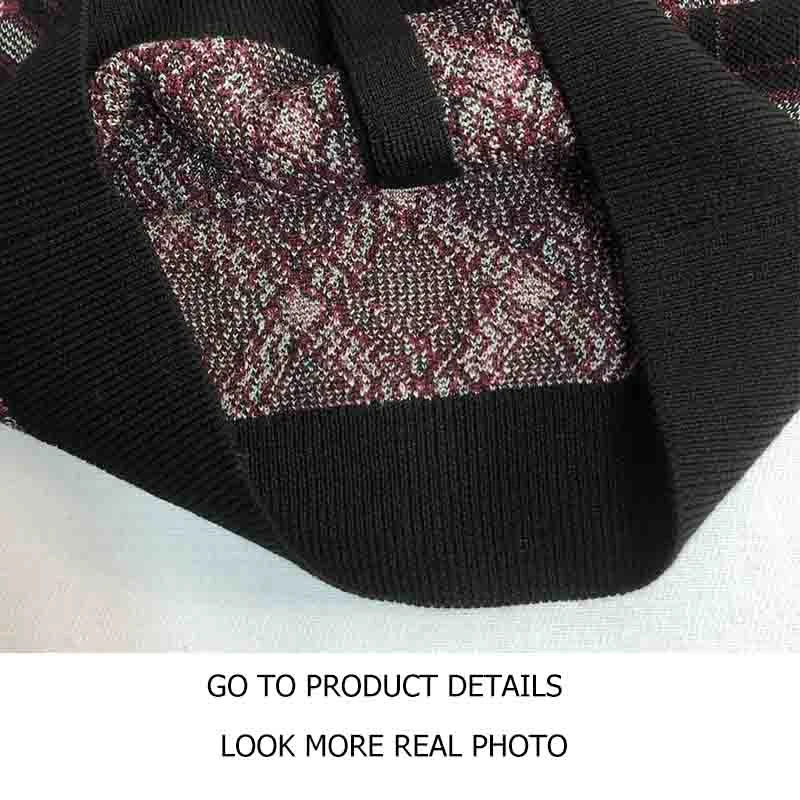 

Cosmicchic 2020 Autumn Winter Women Pullovers 100% Wool U-Neck Plaid Sexy Short Knitted Sweater Vintage Low Cut Pullover Fashion