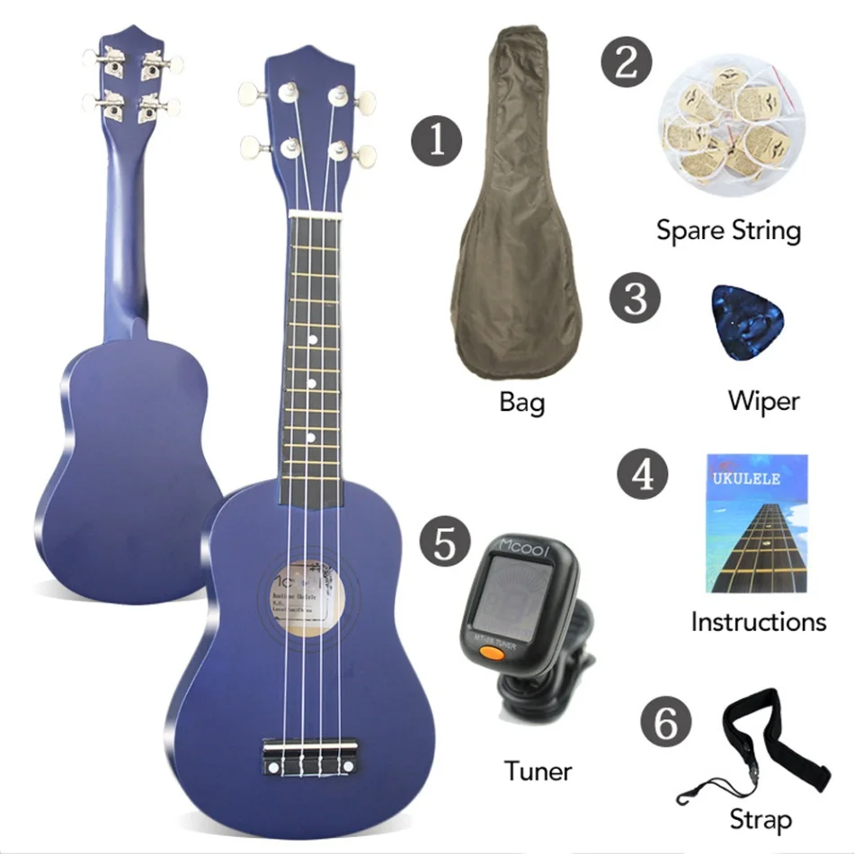 2" Гавайская гитара Ukulele Soprano акустика нейлон 4 строки инструмент укулеле из красного дерева сопрано для начинающих миниатюрная гитара укулеле высокое качество - Цвет: Темно-синий