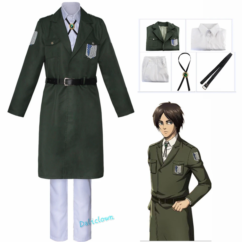

Attack on Titan Cosplay Levi Costume Shingek No Kyojin Scouting Legion Soldier Coat Trench Jacket Uniform Men Halloween Outfit