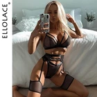 Комплект женского нижнего белья Ellolace, прозрачный сетчатый кружевной бюстгальтер, 3 шт.