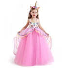 Летнее платье для девочек, с вышивкой единорога, с цветочным рисунком, без рукавов, детское платье принцессы для свадебной вечеринки, размеры от 4 до 10 лет, 2021
