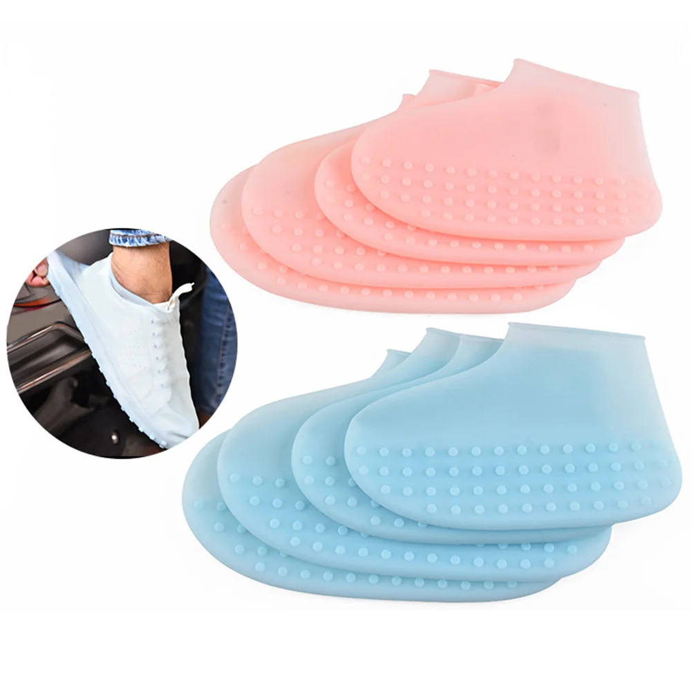 

1 Pair Dust Resistant Unisex Anti Slip Shoe Cover Thicken Reusable Rainproof Hiking Silicone Wear Resistant Outdoor Waterproof