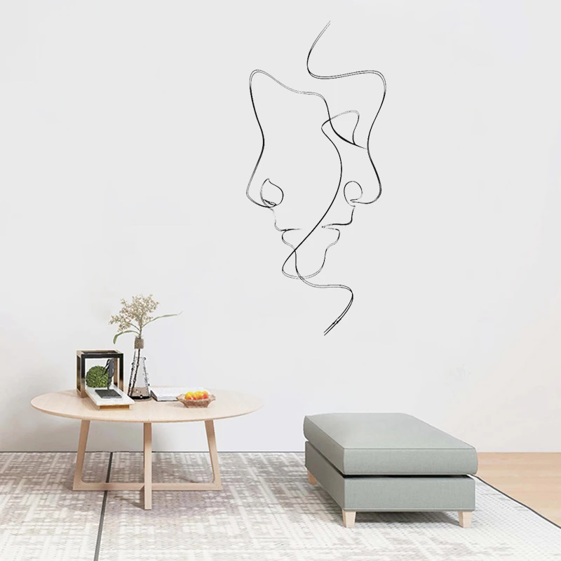 

Line Double Faces Wall Stickers Art Outlines Home Decor Living Room Bedroom Self-adhesive Wallpaper Unique Gift Clip Art