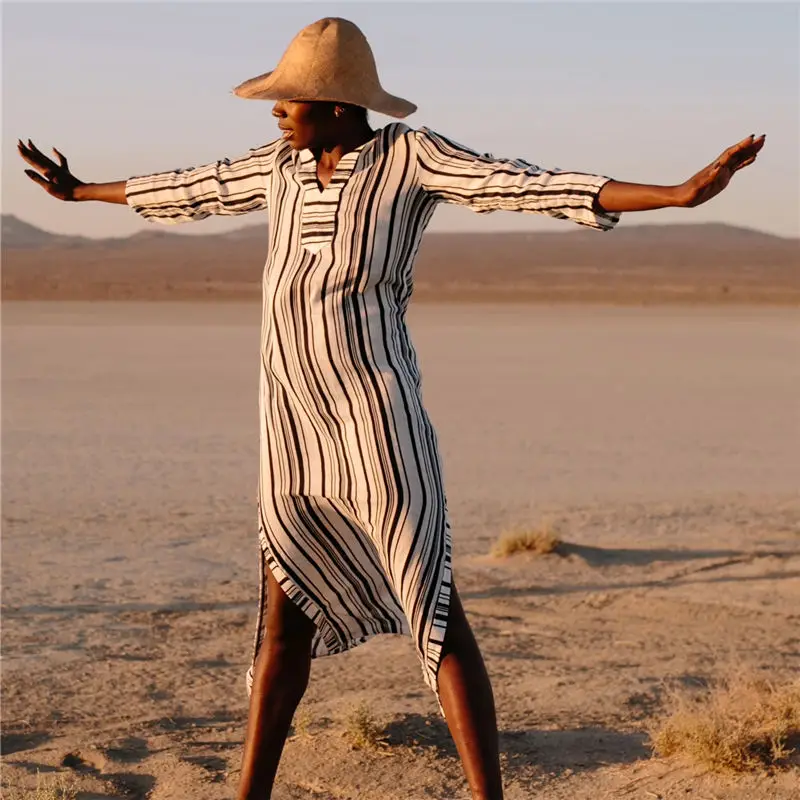 Хлопковое Полосатое парео Пляжное накидка сексуальный купальник женский кафтан