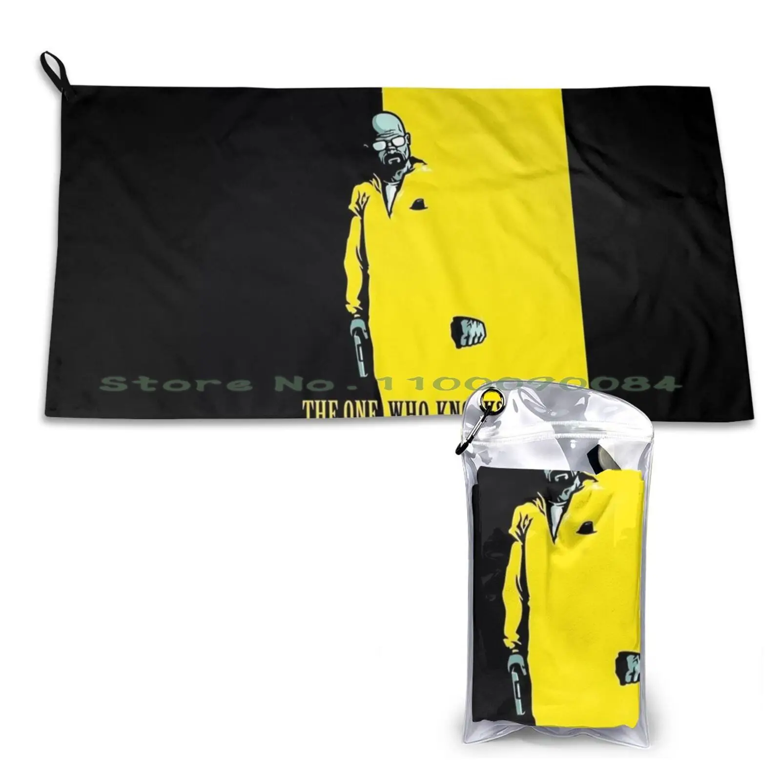 Быстросохнущее полотенце The One Who Knocks для тренировок в спортзале и ванны с карманом для хранения, мягкое и впитывающее пот, быстрое высыхание, комфортное на ощупь с возможностью прослушивания музыки на Deezer.