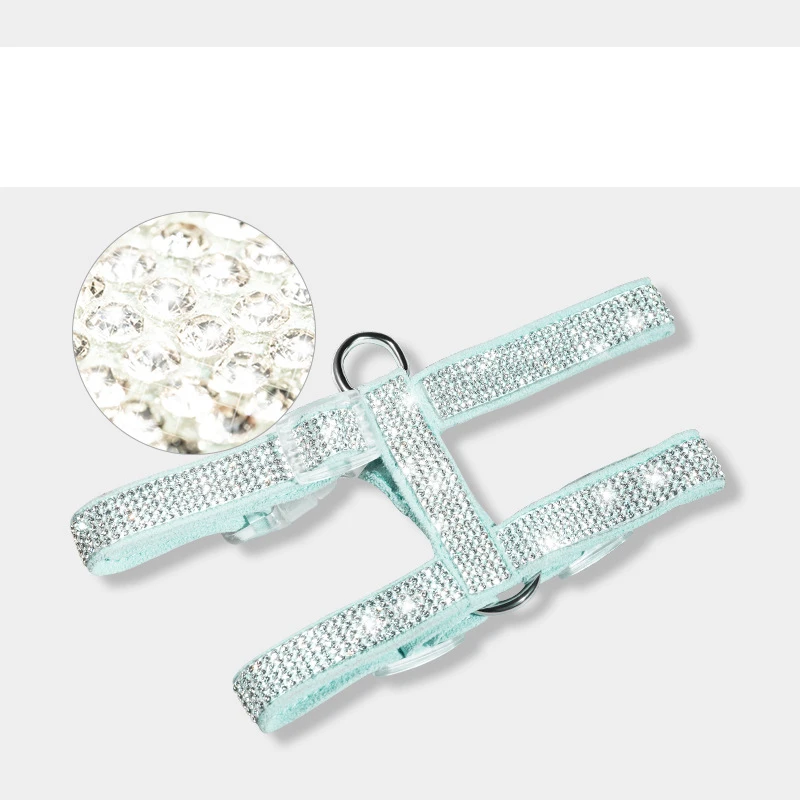 Шлейка для собак I Shape из мягкой замши с блестящими бриллиантами регулируемый