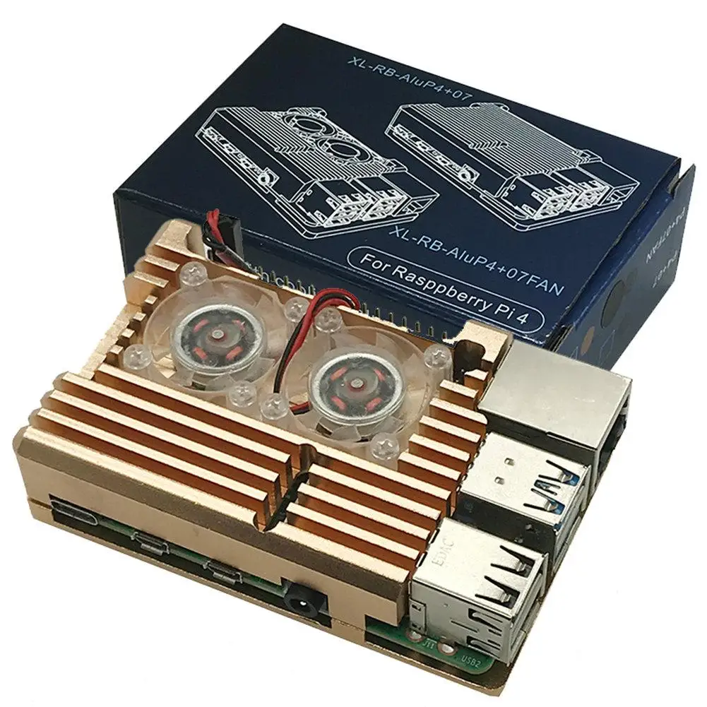 

Aluminum Alloy Radiator Protective Case Metal Dual Cooling Fan Shell For Raspberry Pi 4/4B Heat Sink Accessories