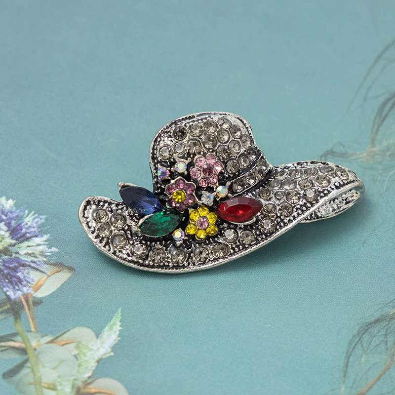 RHao Винтаж золотыми стразами Hat броши для Для женщин платье девочек пальто