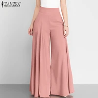 zanzea 2022 fashion solid pants womens wide leg trousers casual zipper high waist long pantalon palazzo female turnip