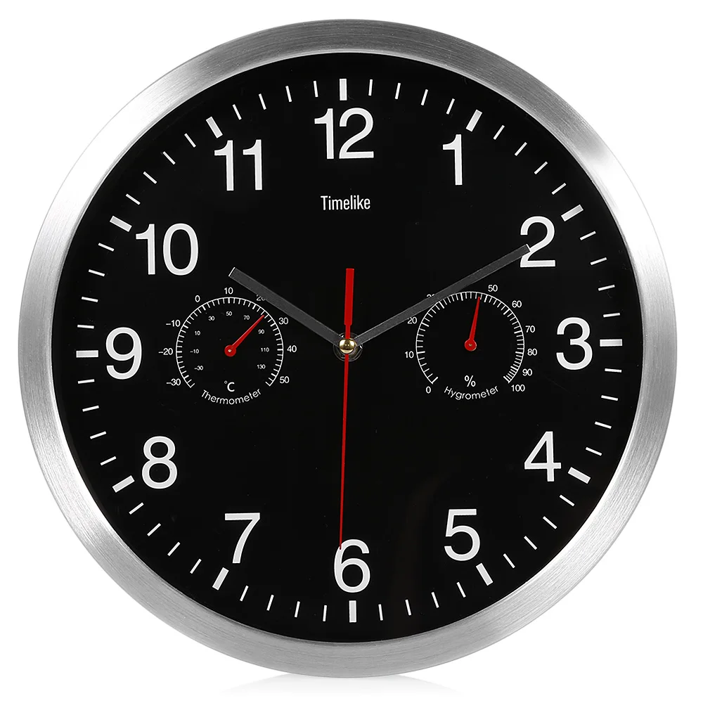 Металлические бесшумные кварцевые настенные часы тихий термометр для движения